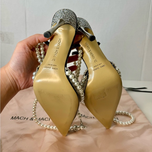 NEW Mach & Mach Diamond of Elizabeth Embellished PVC Black 110mm - Picture 8 of 9